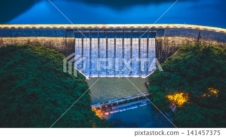 Hong Kong, July 18 2026 Night Tai Tam Tuk Reservoir Dam 141457375