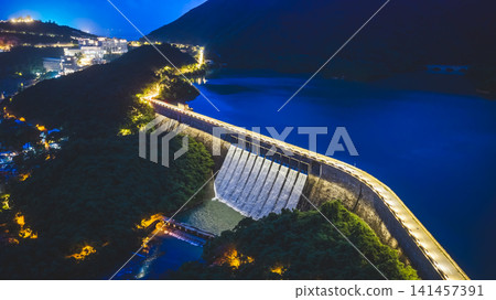 Hong Kong, July 18 2026 Night Tai Tam Tuk Reservoir Dam Hong Kong, July 18 2026 Night Tai Tam Tuk Reservoir Dam 141457391