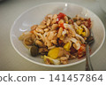 Mediterranean bean salad with tuna, egg and tomato in a bowl 141457864