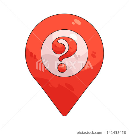 Illustration of location pin with question mark 141458458