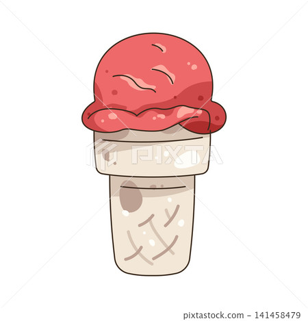 Illustration of strawberry ice cream cone Illustration of strawberry ice cream cone 141458479