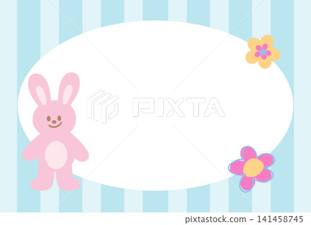 Pastel blue frame illustration with flower, bunny, stripe pattern for background, backdrop, wallpaper, rectangle ad template, polaroid photo, banner, social media, postcard, memo note, presentation Pastel blue frame illustration with flower, bunny, stripe pattern for background, backdrop, wallpaper, rectangle ad template, polaroid photo, banner, social media, postcard, memo note, presentation 141458745