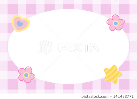 Pink checked pattern frame with flower, heart, star for polaroid frame, social media, poster, postcard, rectangle ad template, book cover, sticky note, banner, notepad, name tag, paper design, label Pink checked pattern frame with flower, heart, star for polaroid frame, social media, poster, postcard, rectangle ad template, book cover, sticky note, banner, notepad, name tag, paper design, label 141458771
