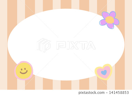 Pastel orange frame illustration with flower, heart, stripe pattern for background, backdrop, wallpaper, rectangle ad template, polaroid photo, banner, social media, postcard, memo note, presentation Pastel orange frame illustration with flower, heart, stripe pattern for background, backdrop, wallpaper, rectangle ad template, polaroid photo, banner, social media, postcard, memo note, presentation 141458853