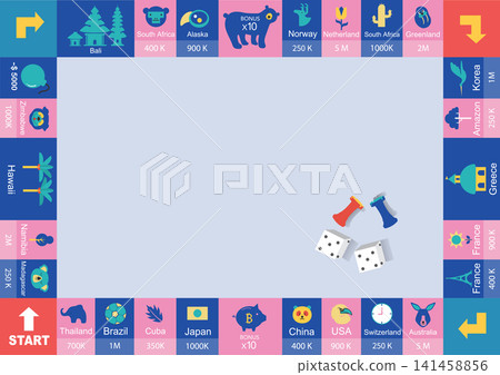 Frame of board game ,Funny frame,Board games,game walking.Vector illustrations. Frame of board game ,Funny frame,Board games,game walking.Vector illustrations. 141458856