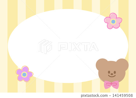 Pastel yellow frame with flowers, teddy bear, stripe pattern for background, backdrop, wallpaper, rectangle ad template, polaroid photo, banner, social media, postcard, memo note, presentation, animal Pastel yellow frame with flowers, teddy bear, stripe pattern for background, backdrop, wallpaper, rectangle ad template, polaroid photo, banner, social media, postcard, memo note, presentation, animal 141459508