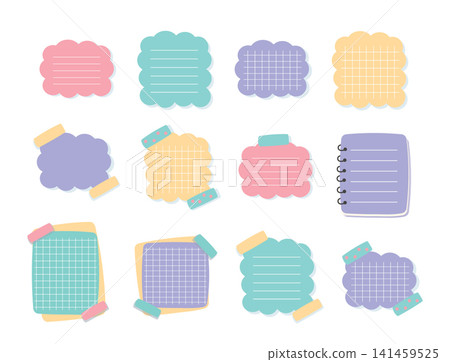 Cute Pastel Note Paper Set with Lined and Grid Pages Collection Cute Pastel Note Paper Set with Lined and Grid Pages Collection 141459525