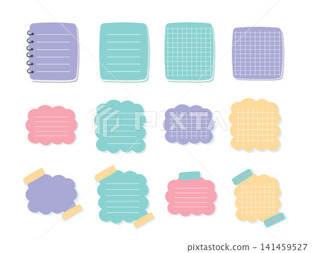 Cute Pastel Note Paper Set with Lined and Grid Pages Collection Cute Pastel Note Paper Set with Lined and Grid Pages Collection 141459527