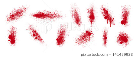 Red blood splatter set isolated on white Red blood splatter set isolated on white 141459928