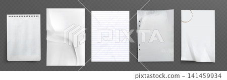 Blank crumpled notebook pages set Blank crumpled notebook pages set 141459934
