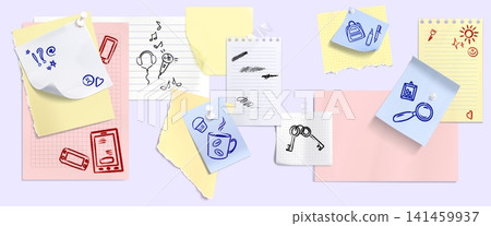 Retro paper notebook elements with adhesive tape Retro paper notebook elements with adhesive tape 141459937