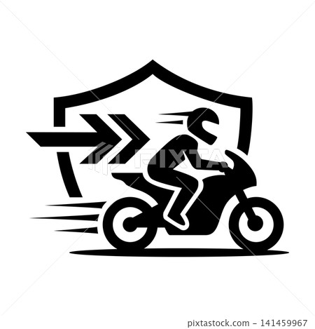 Fast Motorcycle Delivery Vector Logo Set Fast Motorcycle Delivery Vector Logo Set 141459967