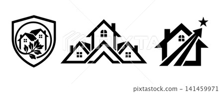 Real Estate Property Protection Vector Logo Set Real Estate Property Protection Vector Logo Set 141459971