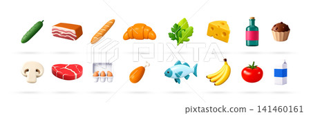 Set of 3D food icons isolated on white 141460161