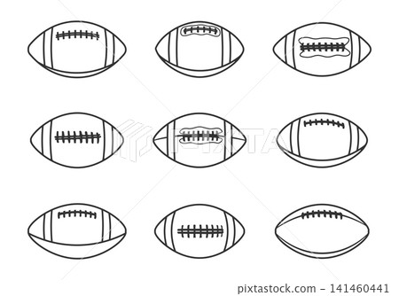 American football outline, Football outline, American football ball silhouette, Sports ball outline, American ball outline set. American football outline, Football outline, American football ball silhouette, Sports ball outline, American ball outline set. 141460441