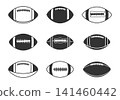 American football silhouette set in white background, American football ball clipart, Sports ball silhouette. 141460442