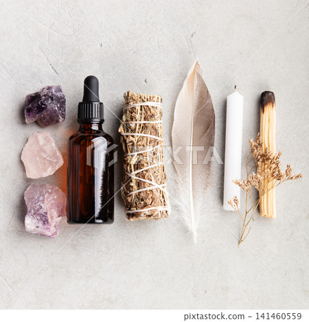 Minimalist Spiritual Cleansing Kit Crystals, Sage, Candle Dropper Bottle Minimalist Spiritual Cleansing Kit Crystals, Sage, Candle Dropper Bottle 141460559