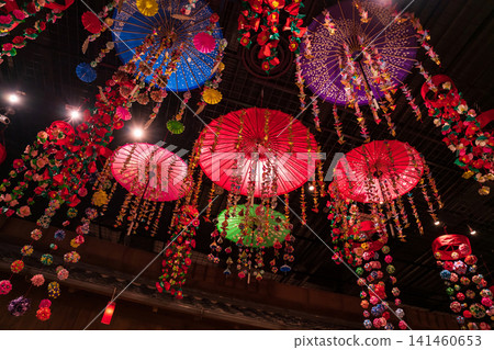 Springtime at Setogura Museum: Hanging decorations made of chiyogami paper (Seto City, Aichi Prefecture) 141460653
