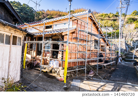 [Important Preservation District for Groups of Traditional Buildings] Dewajima Island: An old house in Shinmachi currently undergoing renovation, Mugi-cho, Kaifu-gun, Tokushima Prefecture 141460720