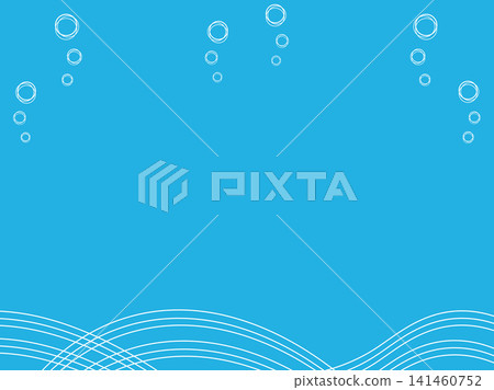 Simple background illustration with copy space - water surface and white lines resembling bubbles - blue-green Simple background illustration with copy space - water surface and white lines resembling bubbles - blue-green 141460752