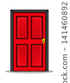 Red Panel Front Door Cartoon Vector Icon Isolated on White Background 141460892