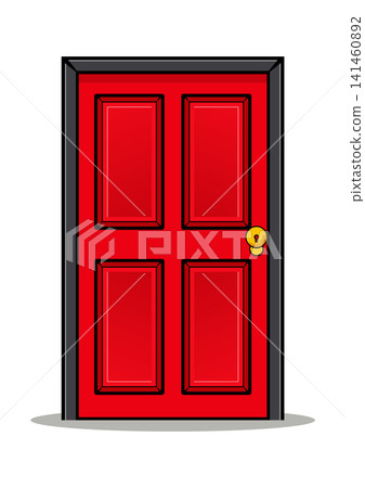 Red Panel Front Door Cartoon Vector Icon Isolated on White Background Red Panel Front Door Cartoon Vector Icon Isolated on White Background 141460892