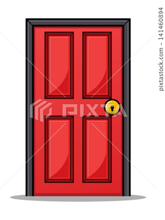 Classic Red Panel Front Door Cartoon Vector Icon Isolated on White Background 141460894