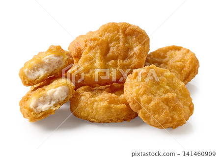 Fried Chicken Nuggets Isolated on White Background Fried Chicken Nuggets Isolated on White Background 141460909