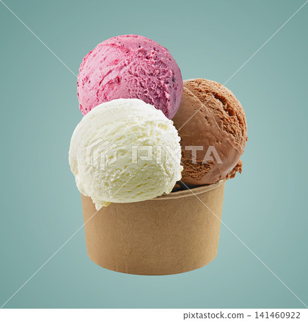 Ice cream balls in paper cup Ice cream balls in paper cup 141460922