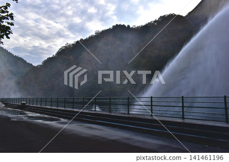 Hiroshima, Nukui Dam, Dam Discharge, Water Release Hiroshima, Nukui Dam, Dam Discharge, Water Release 141461196