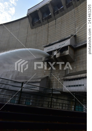 Hiroshima, Nukui Dam, Dam Discharge, Water Release Hiroshima, Nukui Dam, Dam Discharge, Water Release 141461205
