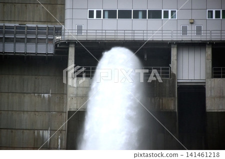 Hiroshima, Nukui Dam, Dam Discharge, Water Release Hiroshima, Nukui Dam, Dam Discharge, Water Release 141461218