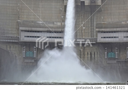 Hiroshima, Nukui Dam, Dam Discharge, Water Release Hiroshima, Nukui Dam, Dam Discharge, Water Release 141461321