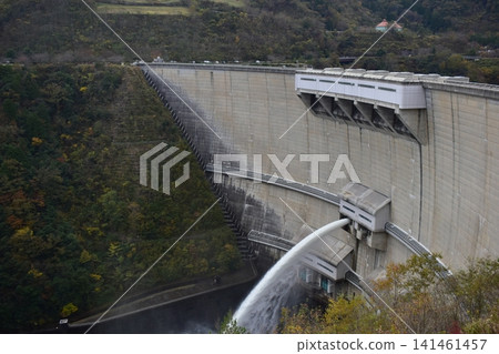 Hiroshima, Nukui Dam, Dam Discharge, Water Release Hiroshima, Nukui Dam, Dam Discharge, Water Release 141461457