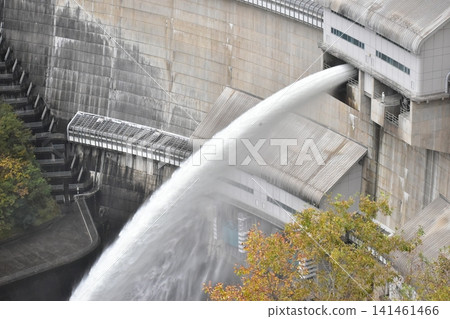 Hiroshima, Nukui Dam, Dam Discharge, Water Release Hiroshima, Nukui Dam, Dam Discharge, Water Release 141461466