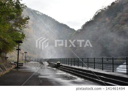 Hiroshima, Nukui Dam, Dam Discharge, Water Release Hiroshima, Nukui Dam, Dam Discharge, Water Release 141461494