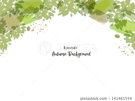 手繪水彩筆觸秋季背景,頂部邊框紋理 手繪水彩筆觸秋季背景,頂部邊框紋理 141461554