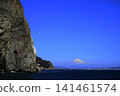 View of Mt. Fuji and the cliffs of Mt. Kokuzo jutting out into the sea from Hamatome Beach - January, Yaizu 55 Mt. Fuji and Mt. Kokuzo/Hamatome Beach View 141461574
