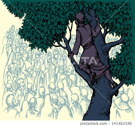 Vector drawing. Zacchaeus on the tree Vector drawing. Zacchaeus on the tree 141462586