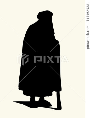Vector drawing. Old man with cane Vector drawing. Old man with cane 141462588