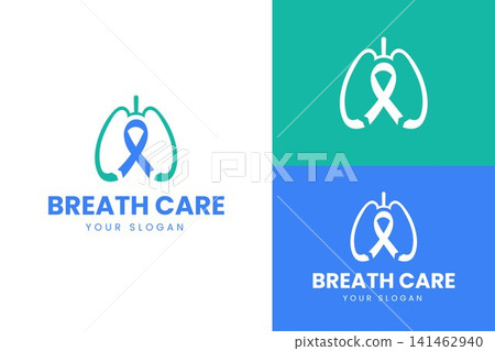 Minimalist Lung Awareness Ribbon Logo for Respiratory Healthcare and Medical Organization Branding Minimalist Lung Awareness Ribbon Logo for Respiratory Healthcare and Medical Organization Branding 141462940