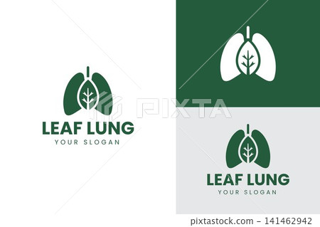 Minimalist Leaf Lung Logo Combining Nature and Respiratory Health for Eco Healthcare Branding 141462942