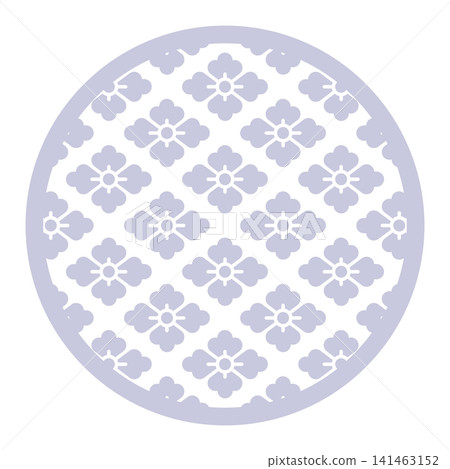 Purple circle, Japanese pattern motif with diamond flower design, round stamp Purple circle, Japanese pattern motif with diamond flower design, round stamp 141463152