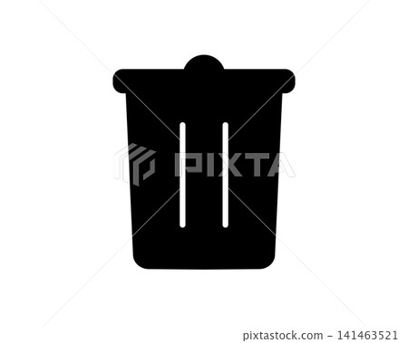 Simple black silhouette icon illustration of a trash can Simple black silhouette icon illustration of a trash can 141463521