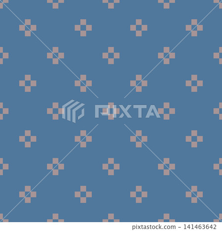Playful polka dot and dotted blue seamless pattern with retro abstract shapes and modern textile print vector illustration Playful polka dot and dotted blue seamless pattern with retro abstract shapes and modern textile print vector illustration 141463642