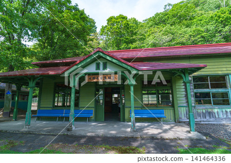 The historic station building of the former Kamui Kotan Station, located in Kamui Kotan, Asahikawa City, Hokkaido. The historic station building of the former Kamui Kotan Station, located in Kamui Kotan, Asahikawa City, Hokkaido. 141464336