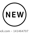 「NEW」標誌，圓形，白色背景，透明背景。 141464707