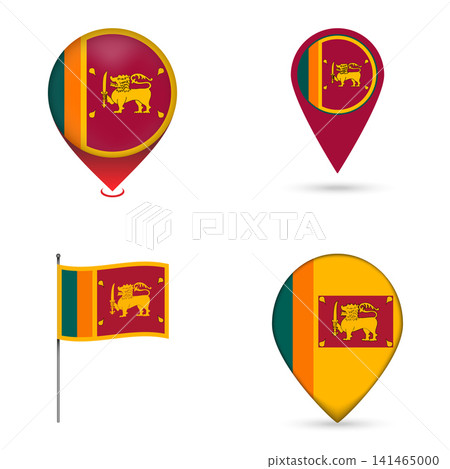 Sri Lanka Flag Map Pin Icons Set Collection. 141465000