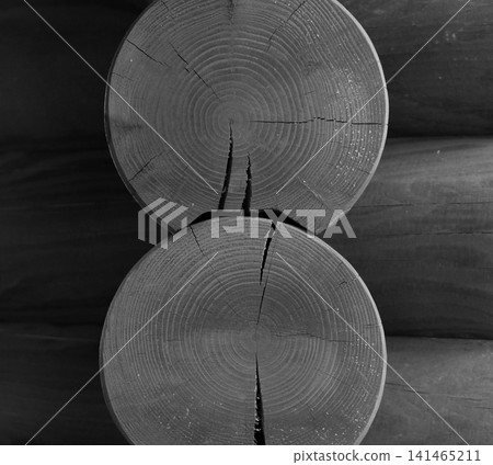 Log Edges Of Log House Joint Detailed Grayscale Square Image 141465211