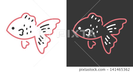 簡單的金魚向量圖標 141465362